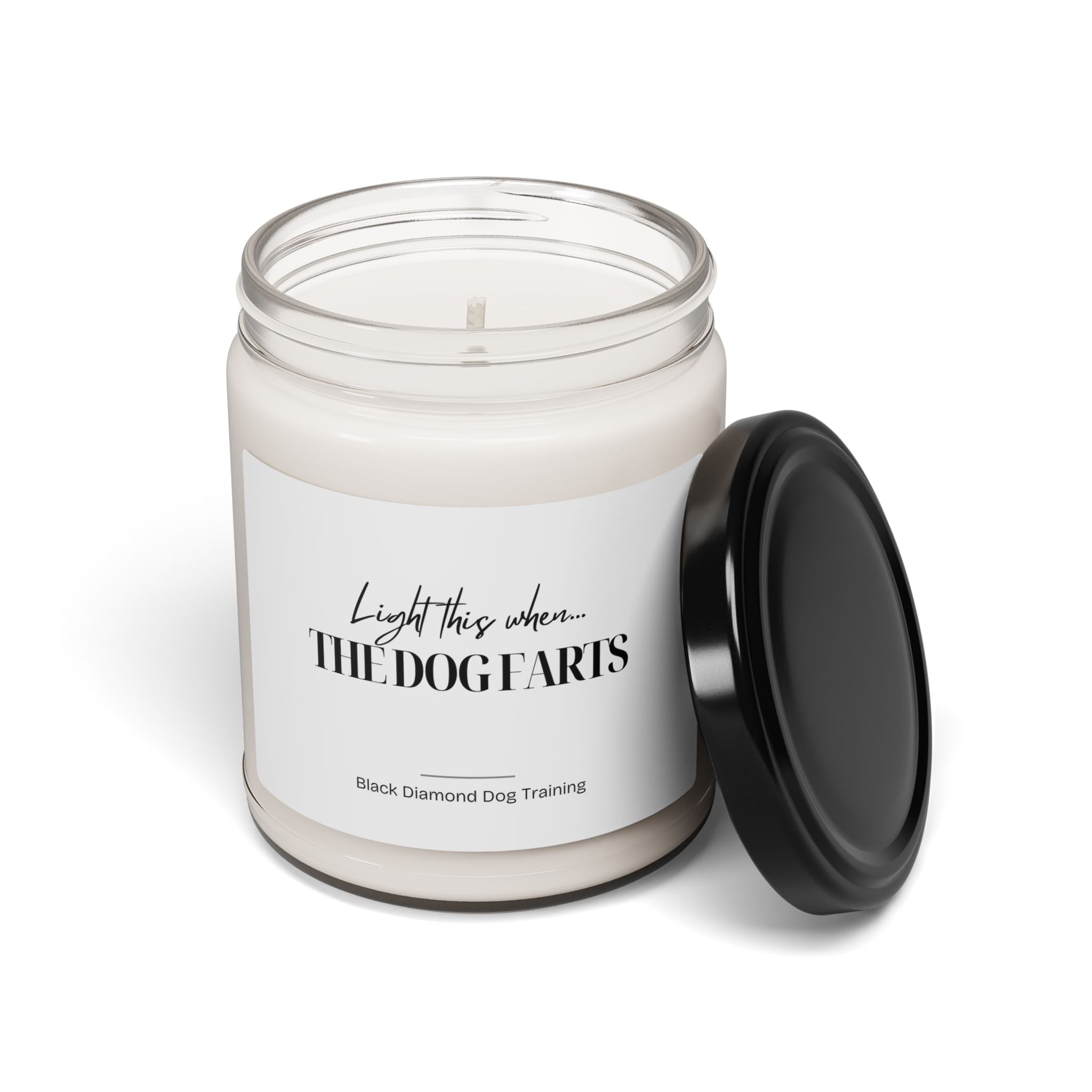 Scented Candle — "Light This When... THE DOG FARTS" Soy Jar (9oz) - Funny Pet Odor Neutralizing Gift