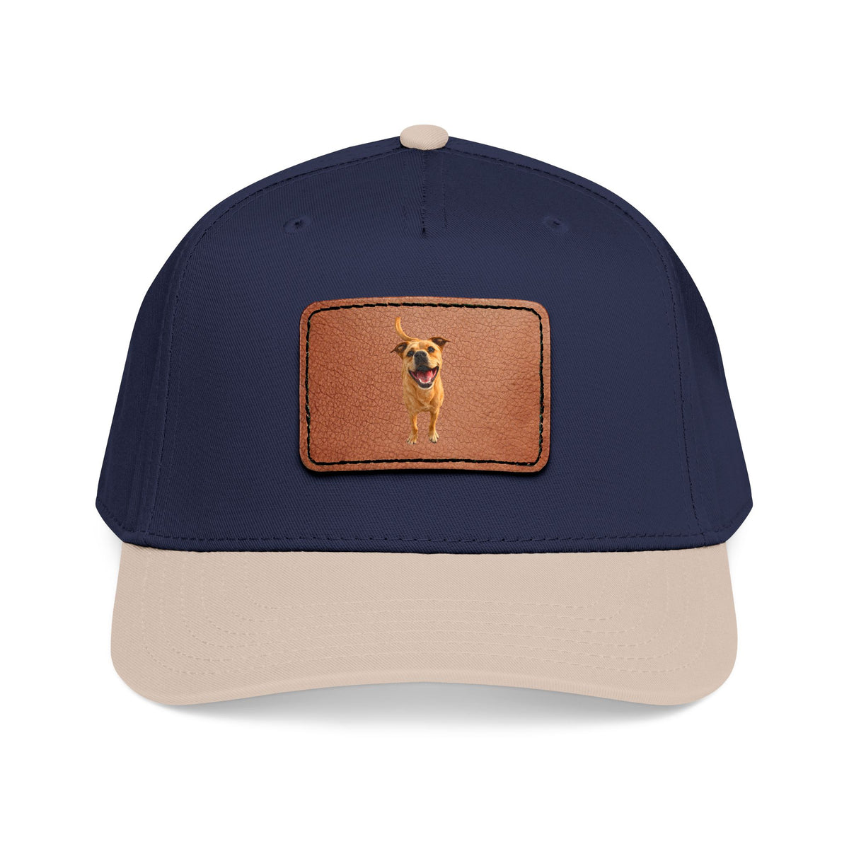Leather Patch Baseball Cap — Happy Dog Portrait Hat