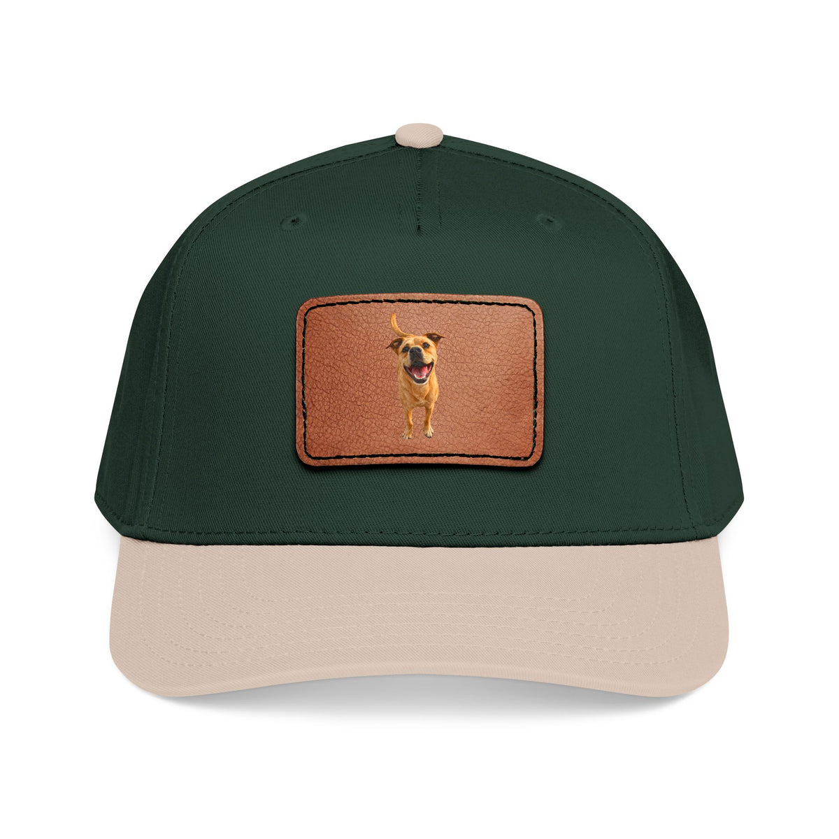 Leather Patch Baseball Cap — Happy Dog Portrait Hat