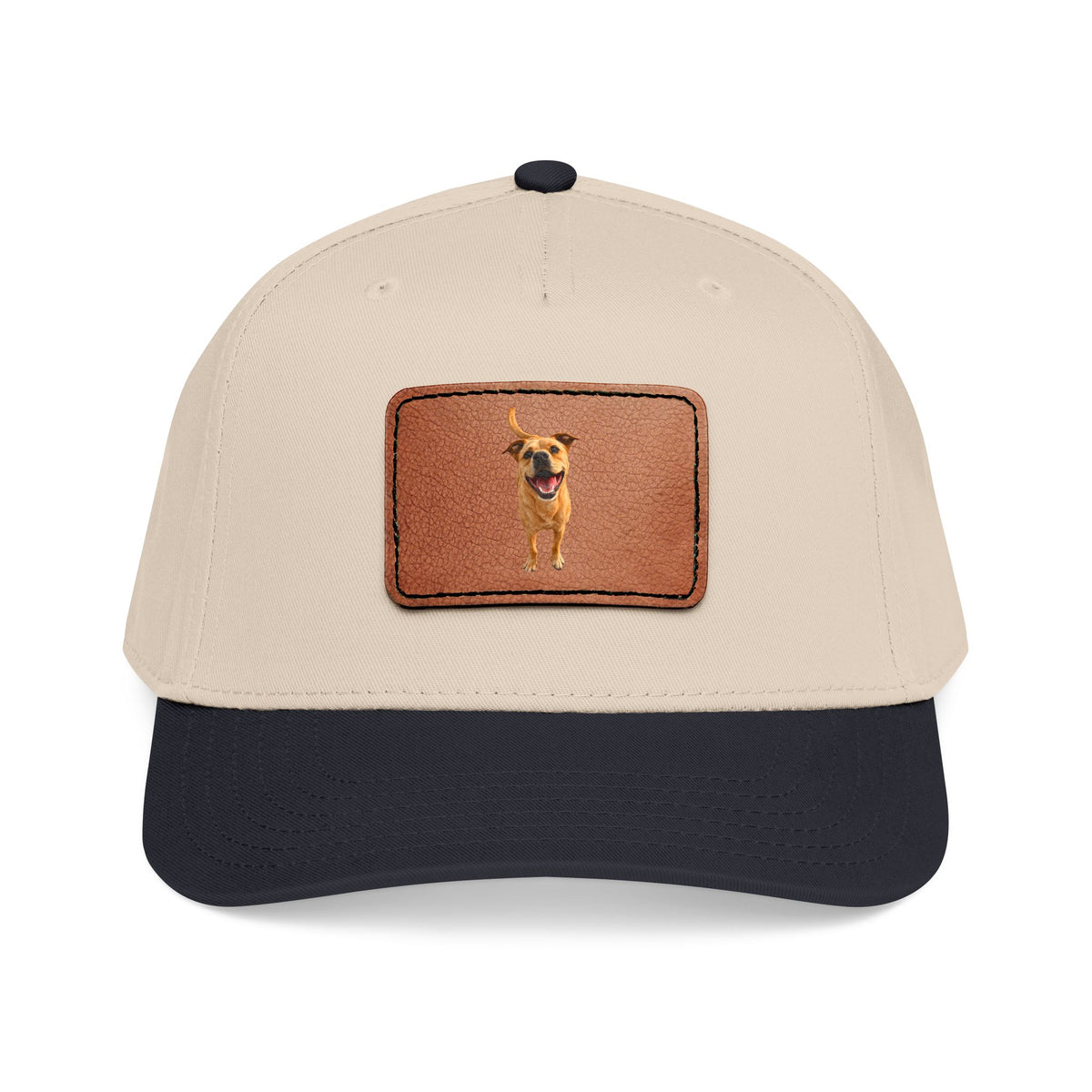 Leather Patch Baseball Cap — Happy Dog Portrait Hat