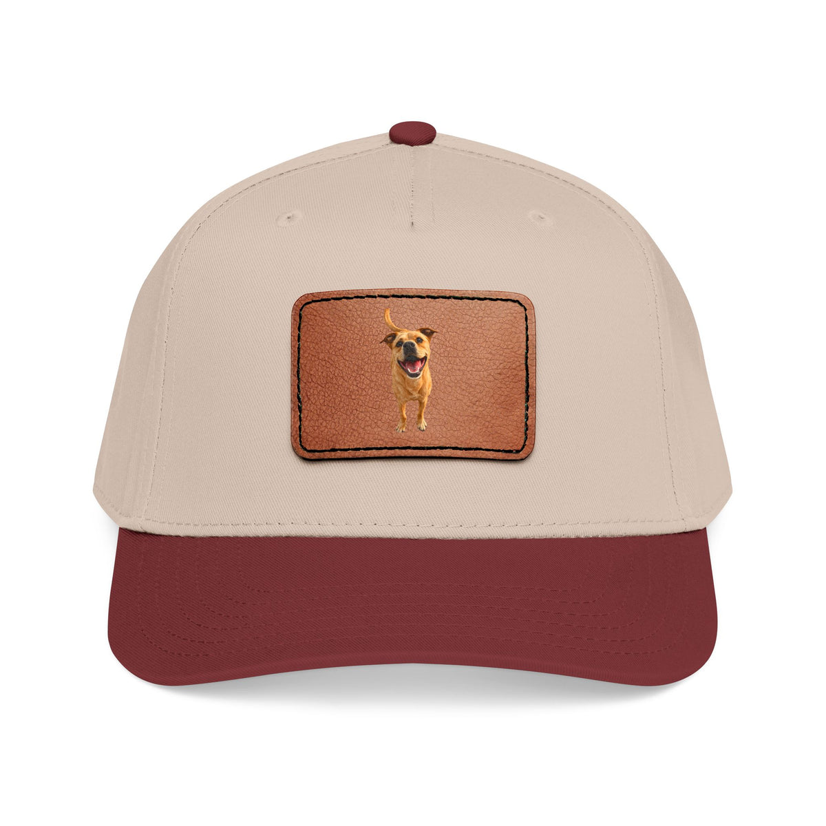 Leather Patch Baseball Cap — Happy Dog Portrait Hat