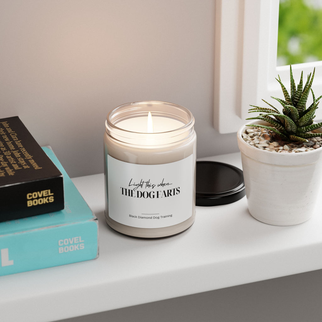 Scented Candle — "Light This When... THE DOG FARTS" Soy Jar (9oz) - Funny Pet Odor Neutralizing Gift