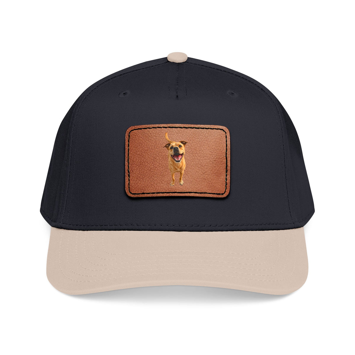 Leather Patch Baseball Cap — Happy Dog Portrait Hat