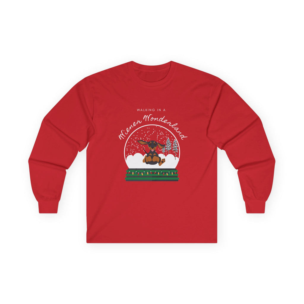 Walking in a Weiner Wonder land Cotton Long Sleeve Tee