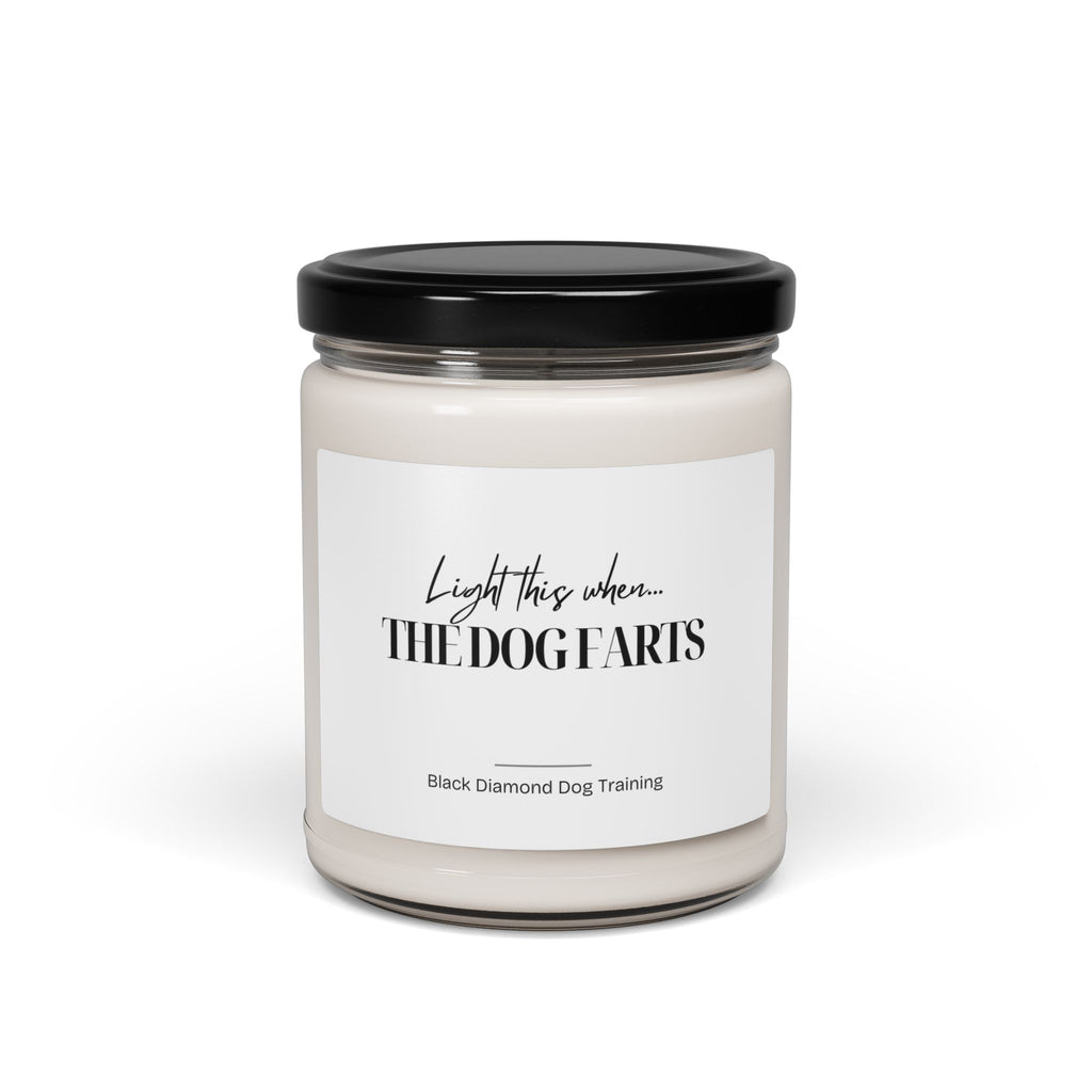 Scented Candle — "Light This When... THE DOG FARTS" Soy Jar (9oz) - Funny Pet Odor Neutralizing Gift