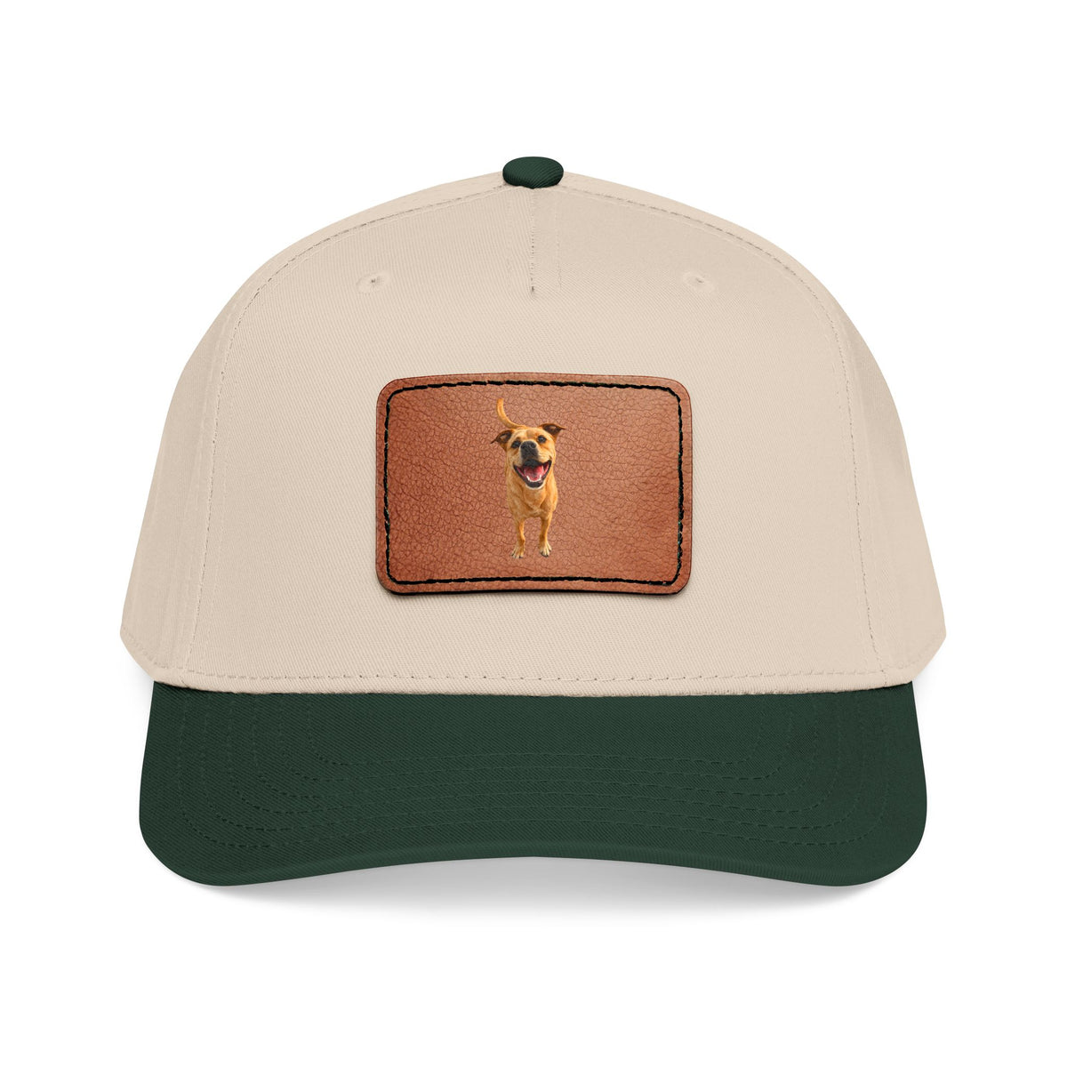 Leather Patch Baseball Cap — Happy Dog Portrait Hat